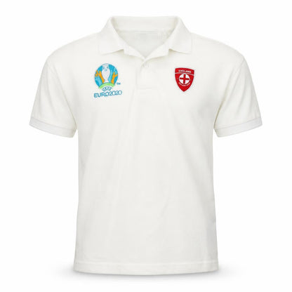 Front view of UEFA Euro 2020 boys’ white basic polo, size 9-10, years - football