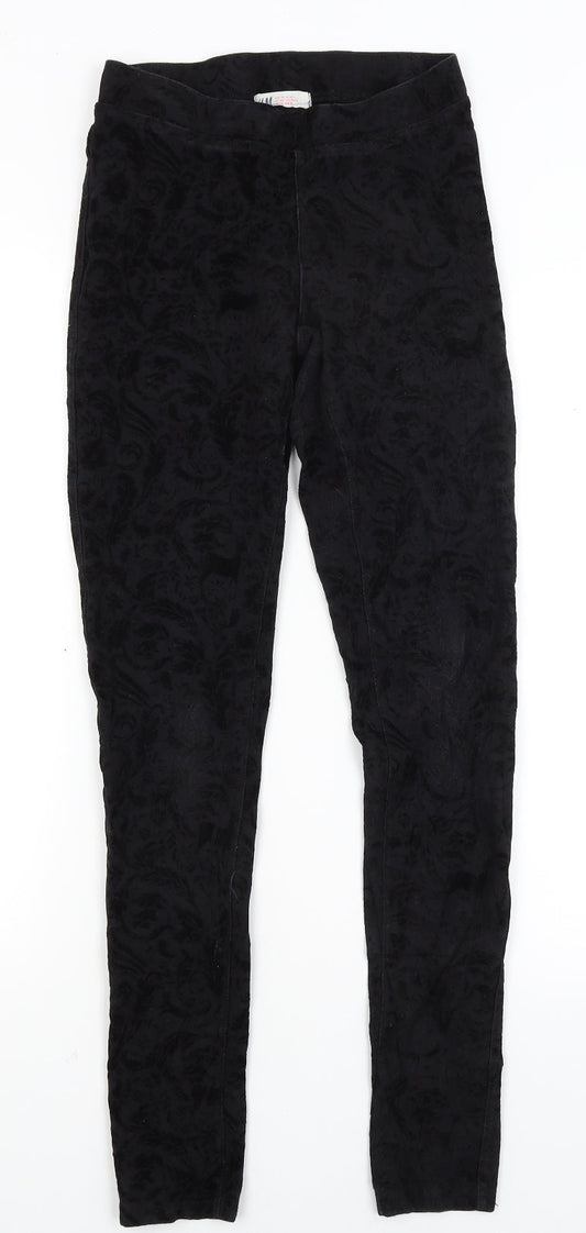 H&M Girls Black Paisley  Capri Trousers Size 14 Years