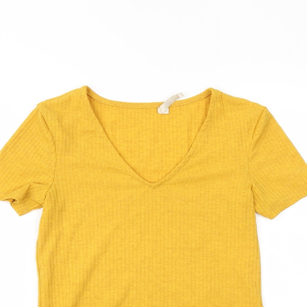 Vera & Lucy Womens Yellow   Basic T-Shirt Size M