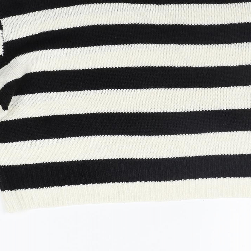 Divided Womens Black Striped  Pullover Jumper Size S