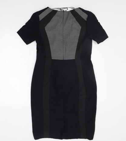 Marks & Spencer Womens Black Geometric  A-Line  Size 12