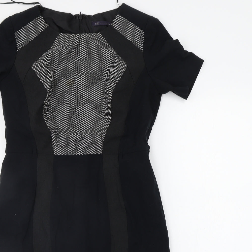 Marks and Spencer Womens Black Geometric  A-Line  Size 12