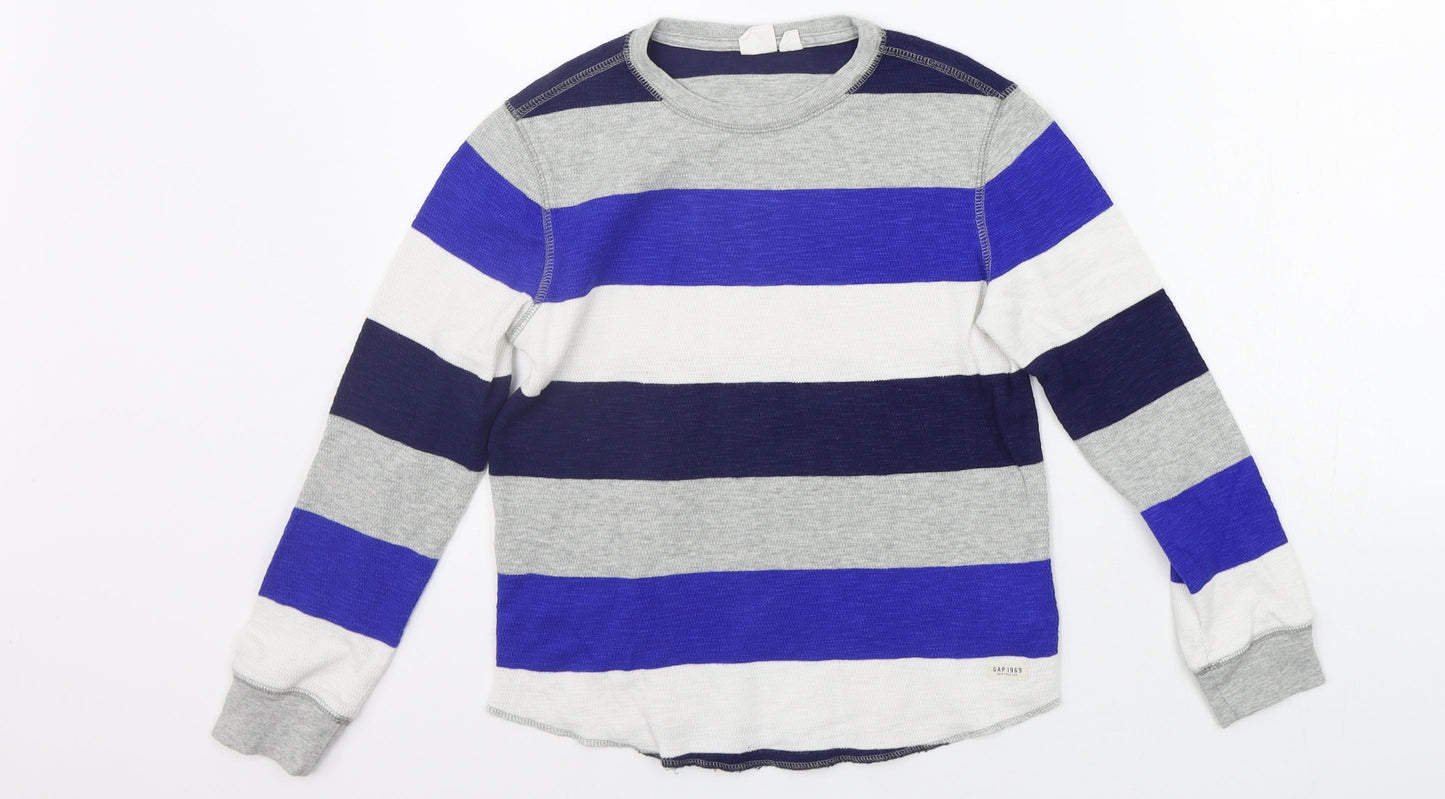 Gap Girls Blue Striped  Basic T-Shirt Size 8 Years