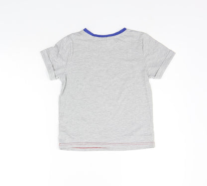 Back view of George girls’ grey basic t-shirt, size 7-8, years - lego