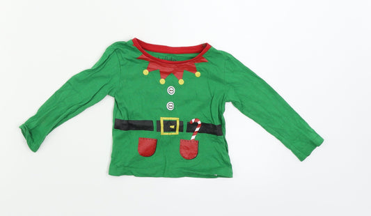 Peacocks  Boys Green   Basic T-Shirt Size 6-9 Months  - Christmas T Shirt