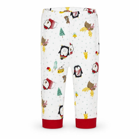 Front view of Nutmeg boys’ white sweatpants, size 6-9, months