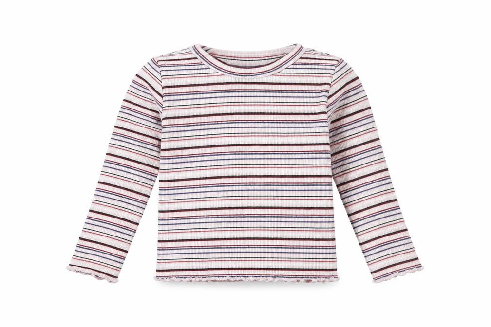 M&Co Girls Pink Striped  Basic T-Shirt Size 24 Months