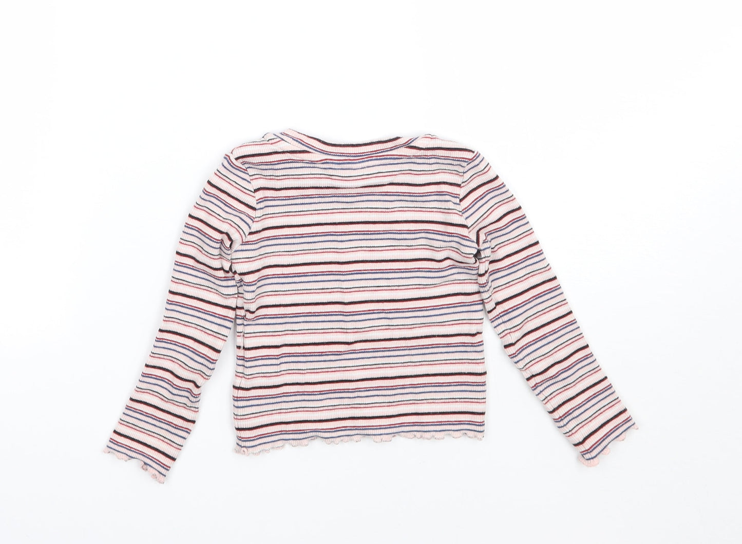 M&Co Girls Pink Striped  Basic T-Shirt Size 24 Months
