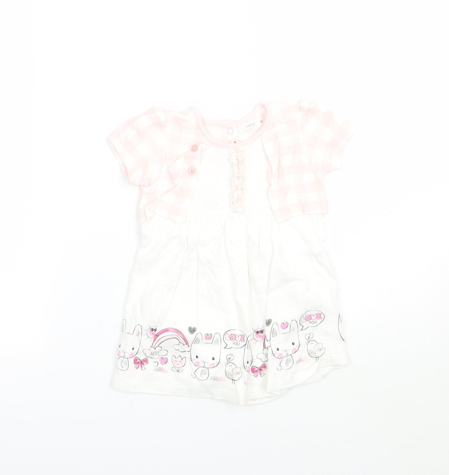 M&Co Girls Pink Check  Babygrow One-Piece Size 6-9 Months