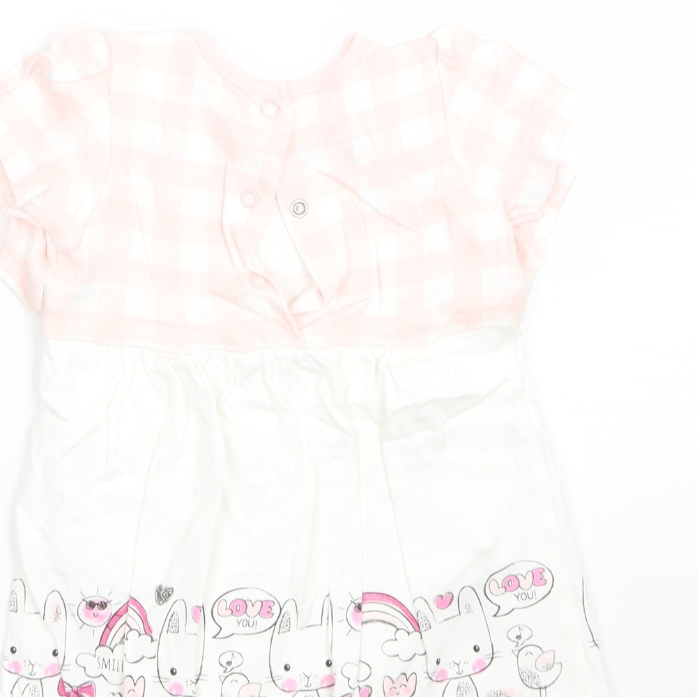 M&Co Girls Pink Check  Babygrow One-Piece Size 6-9 Months