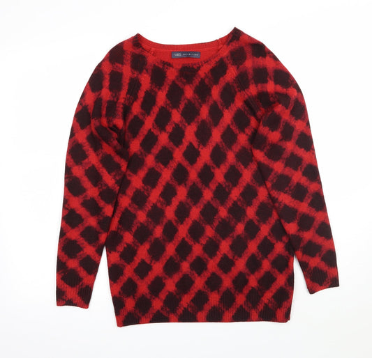 Marks and Spencer Womens Red Geometric  Pullover Jumper Size 10