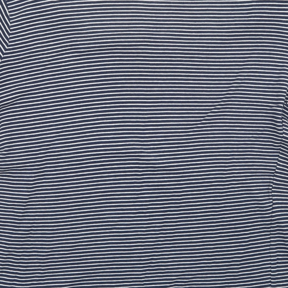 Cotton Traders Womens White Striped  Basic T-Shirt Size 12