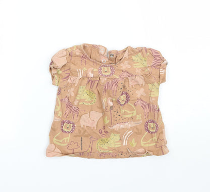 Additional front view of Tu girls’ brown geometric basic t-shirt, size 12-18, months