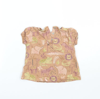 Back view of Tu girls’ brown geometric basic t-shirt, size 12-18, months