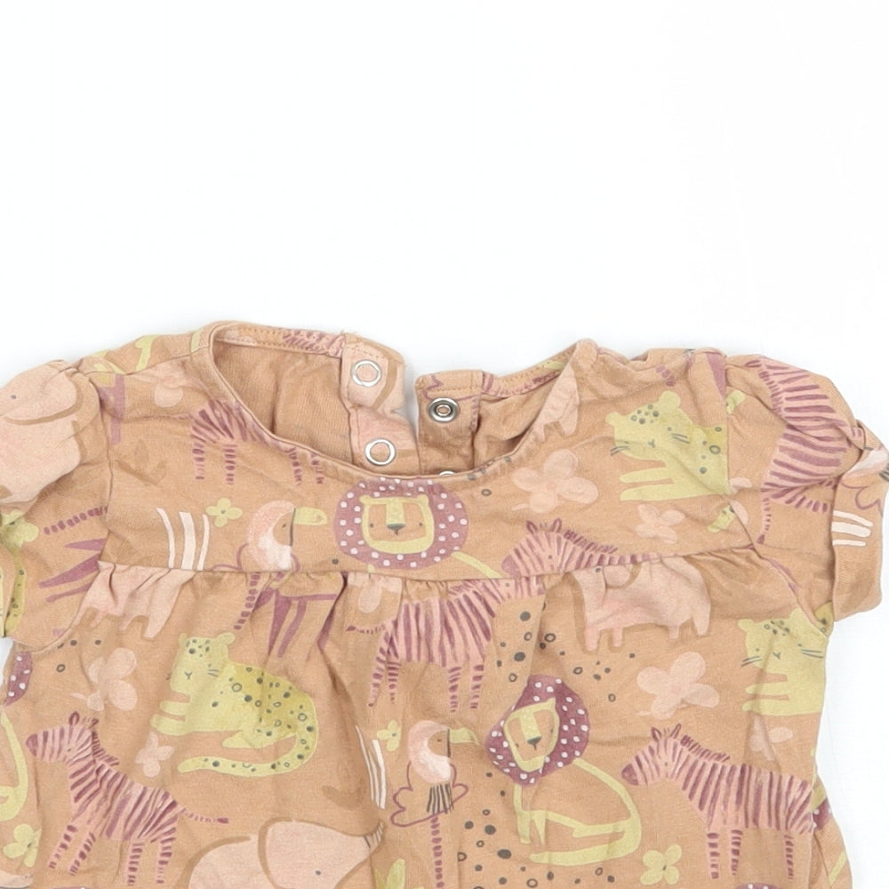 TU Girls Brown Geometric  Basic T-Shirt Size 12-18 Months