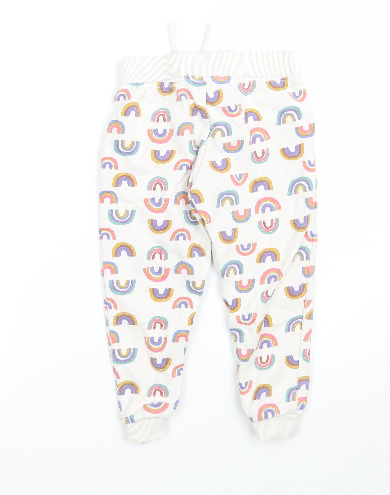 Primark Girls White Geometric  Sweatpants Trousers Size 2-3 Years