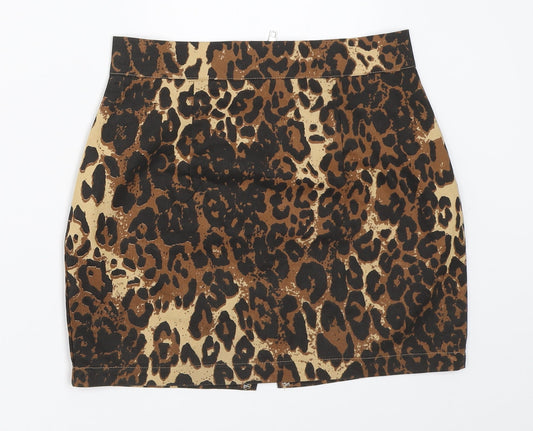 Preworn Womens Brown Animal Print  Mini Skirt Size XS  - leopard Print
