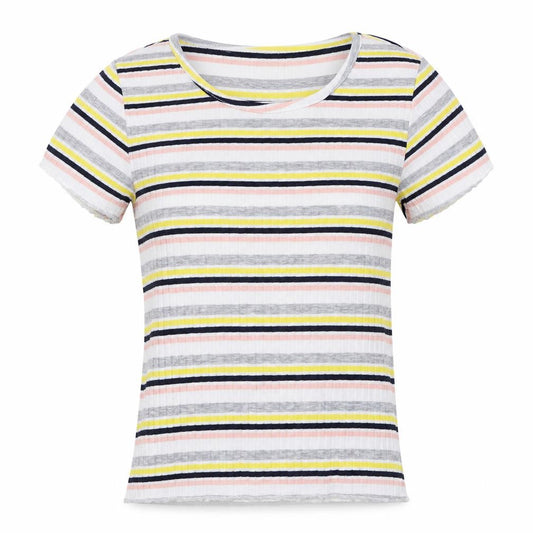 Primark Womens White Striped  Basic T-Shirt Size 6