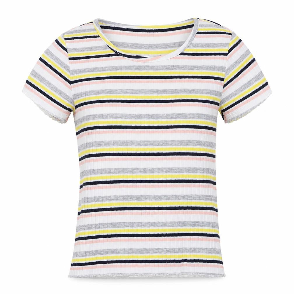 Primark Womens White Striped  Basic T-Shirt Size 6