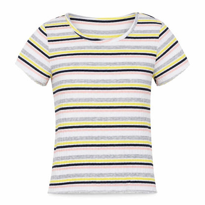 Primark Womens White Striped  Basic T-Shirt Size 6