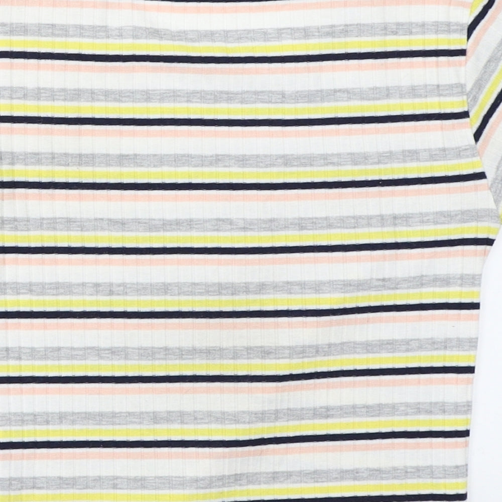 Primark Womens White Striped  Basic T-Shirt Size 6