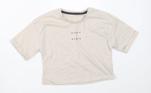 George Girls Beige   Basic T-Shirt Size 7-8 Years