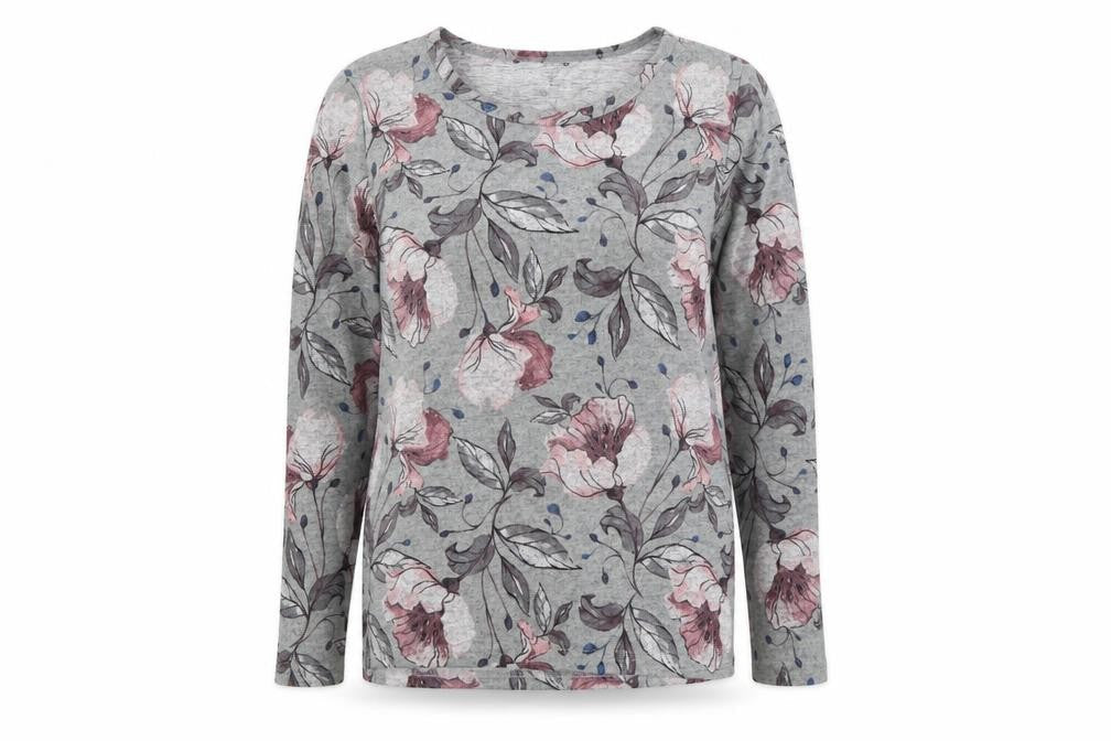 Klass Womens Grey Floral  Pullover Jumper Size S