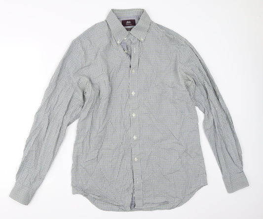 Marks and Spencer Mens Green Check   Button-Up Size 16