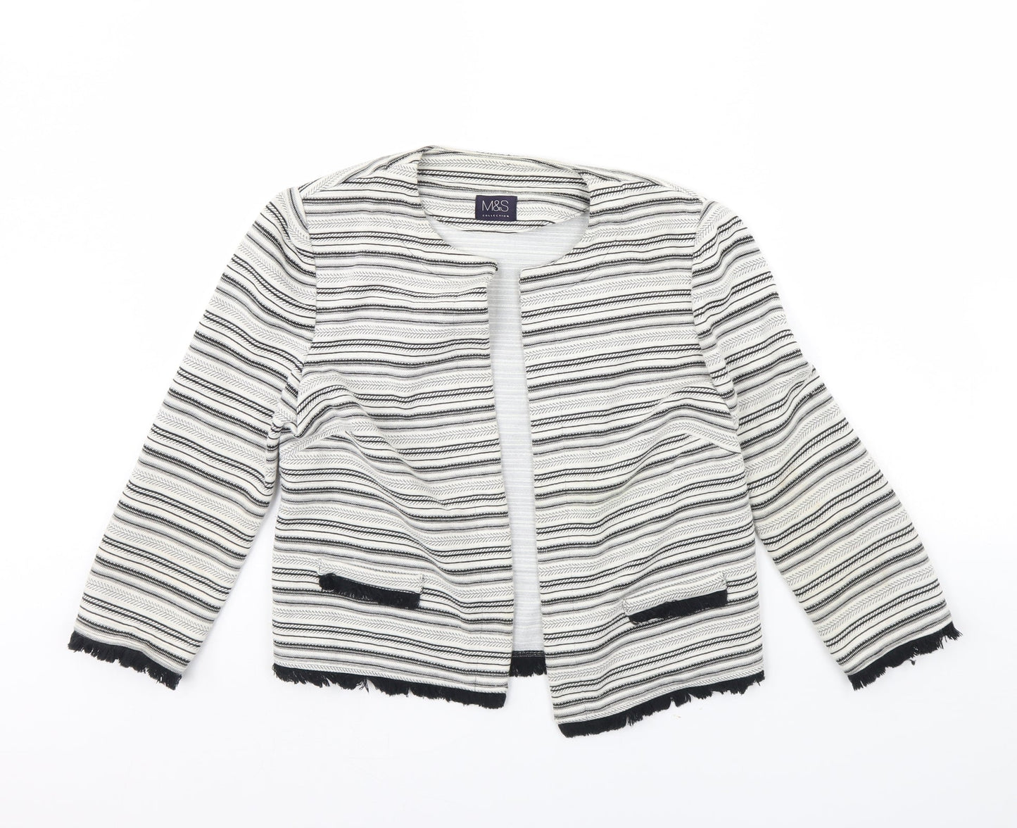 m&s Womens Ivory Striped  Jacket  Size 10