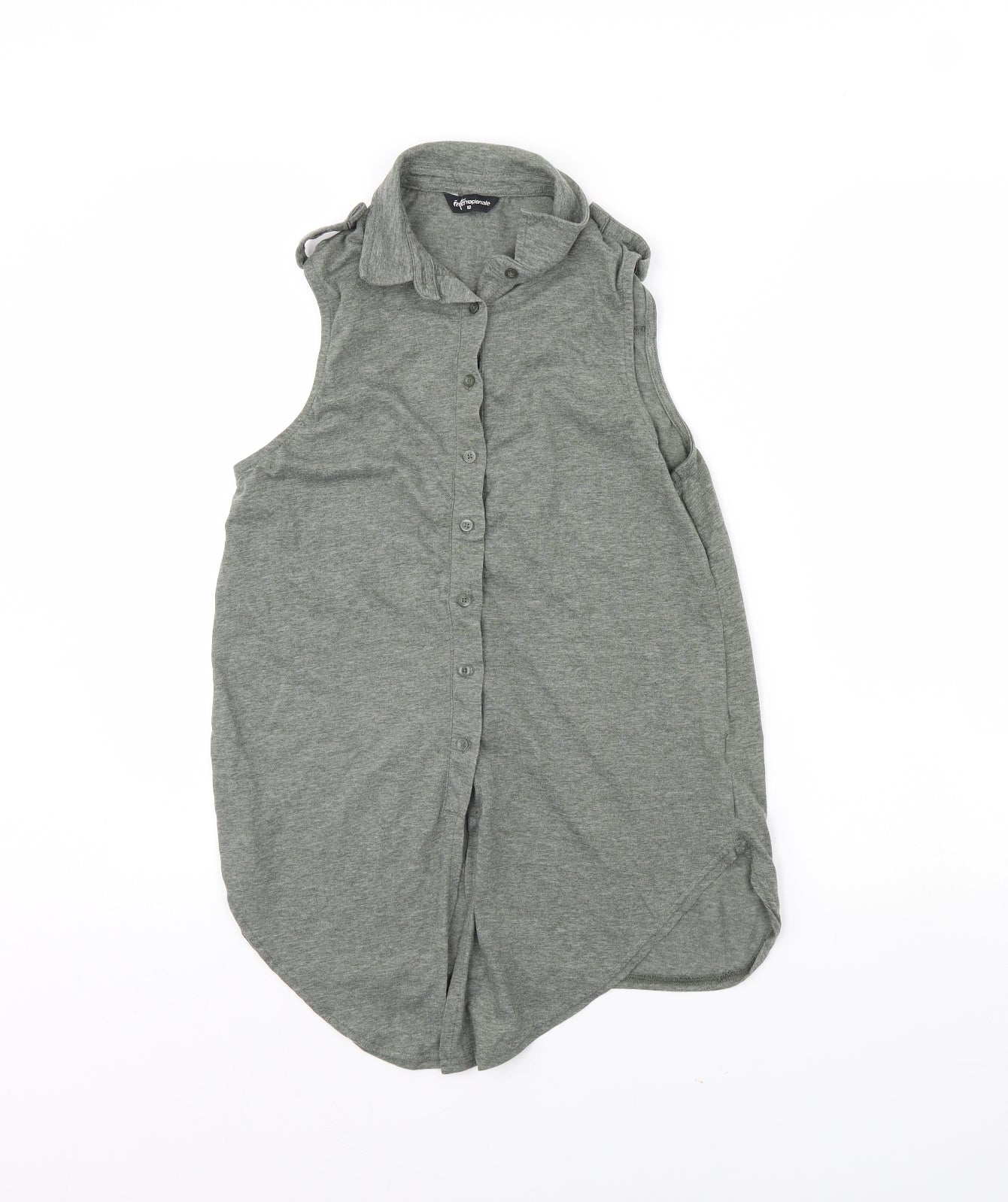 Internacionale Womens Grey   Basic Button-Up Size 10