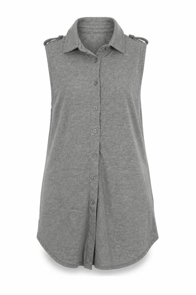 Internacionale Womens Grey   Basic Button-Up Size 10