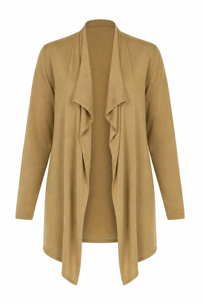 Lyza Fashion Womens Brown   Cardigan Jumper Size M  - Waterfall Cardigan