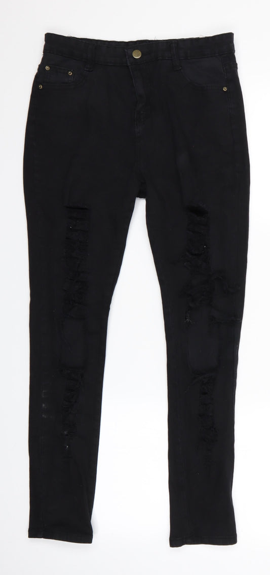 Preworn Womens Black   Skinny Jeans Size 28 L27 in - Ripped Style Jeans Black