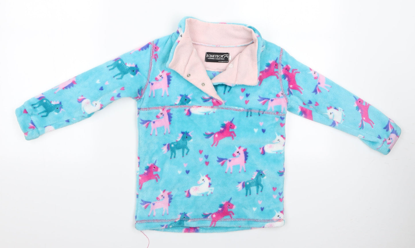 Equitech Girls Multicoloured Animal Print  Pullover Casual Size XL  - Unicorn logo Fleece