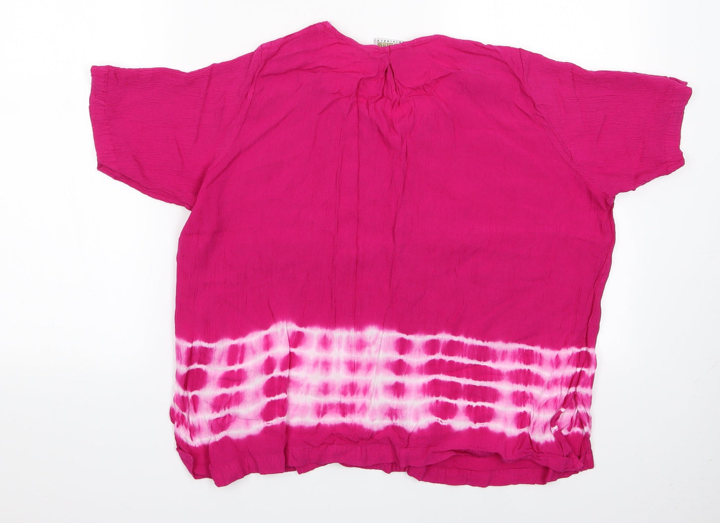 Roman Womens Pink Floral  Basic Blouse Size 12  - Roman Jewelled and Tye Die effect top