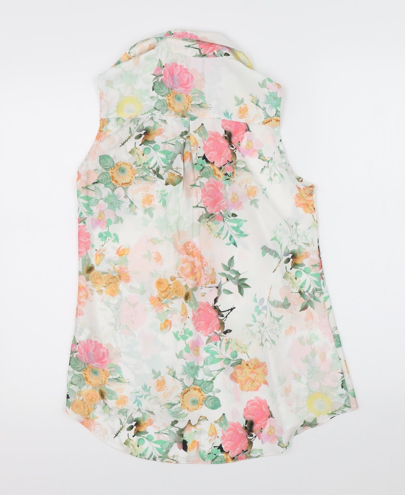 Select Womens White Floral  Basic Blouse Size 8