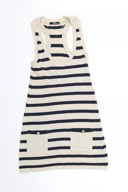 Preloved Jane Norman Womens Beige Striped  A-Line  Size 8 - Front