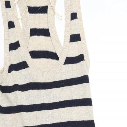 Preloved Jane Norman Womens Beige Striped  A-Line  Size 8 - Detail