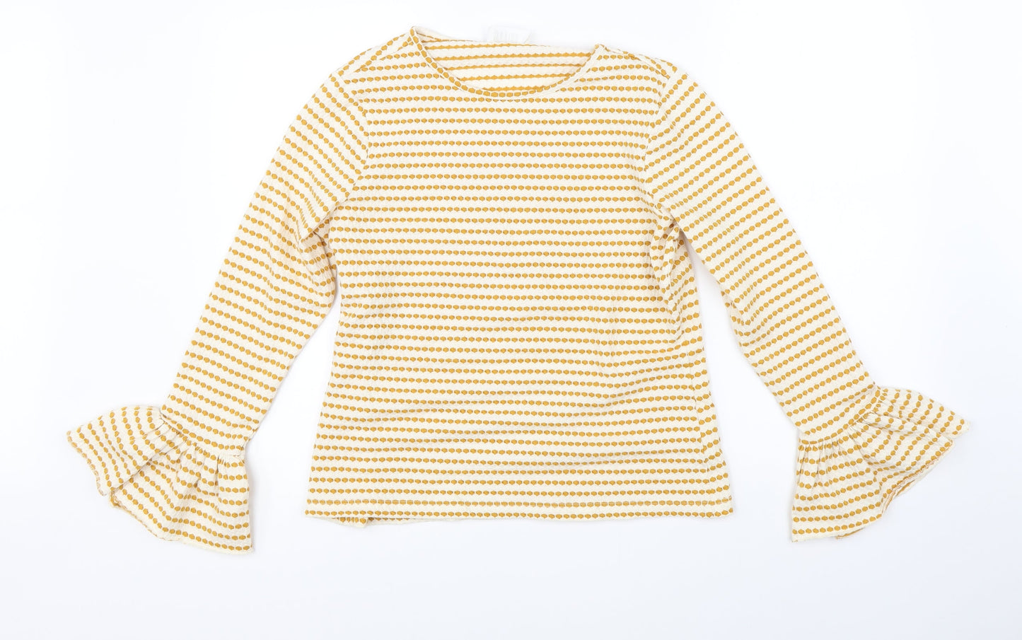 Savida Womens Yellow Striped  Basic Blouse Size L
