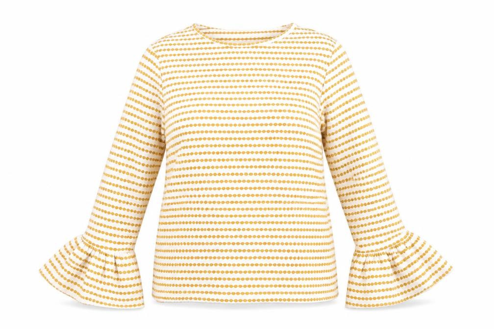 Savida Womens Yellow Striped  Basic Blouse Size L