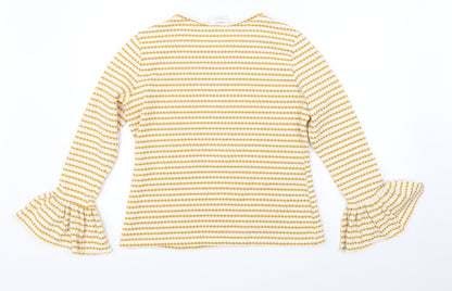 Savida Womens Yellow Striped  Basic Blouse Size L