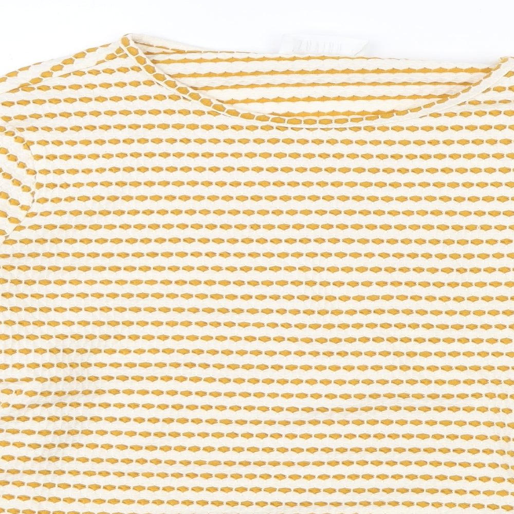 Savida Womens Yellow Striped  Basic Blouse Size L