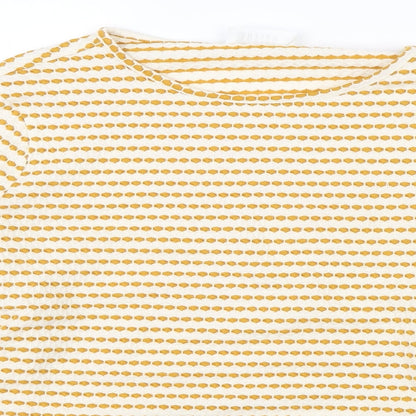 Savida Womens Yellow Striped  Basic Blouse Size L