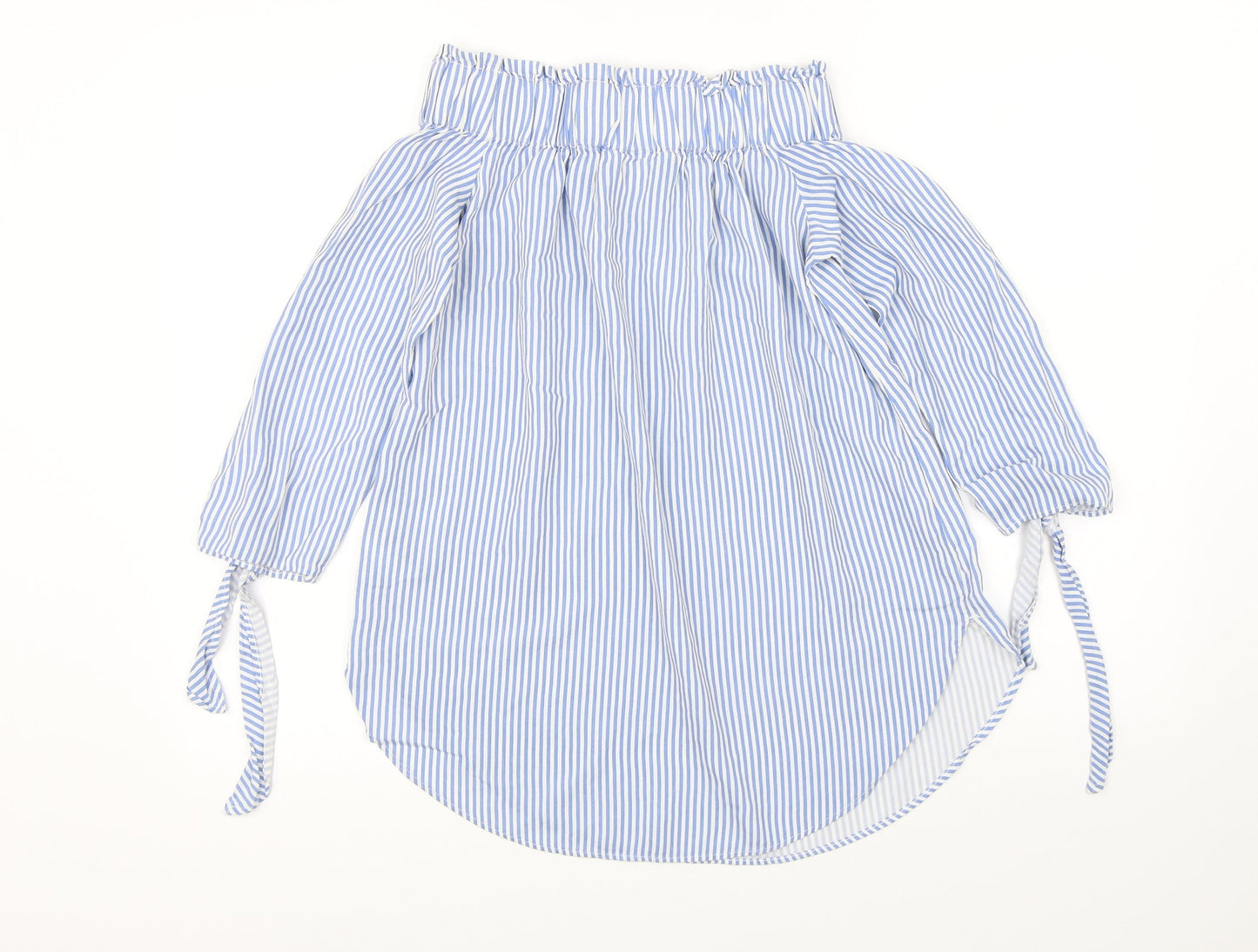 H&M Womens Blue Striped  Basic Blouse Size 4