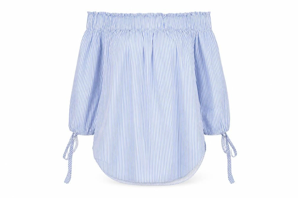 H&M Womens Blue Striped  Basic Blouse Size 4
