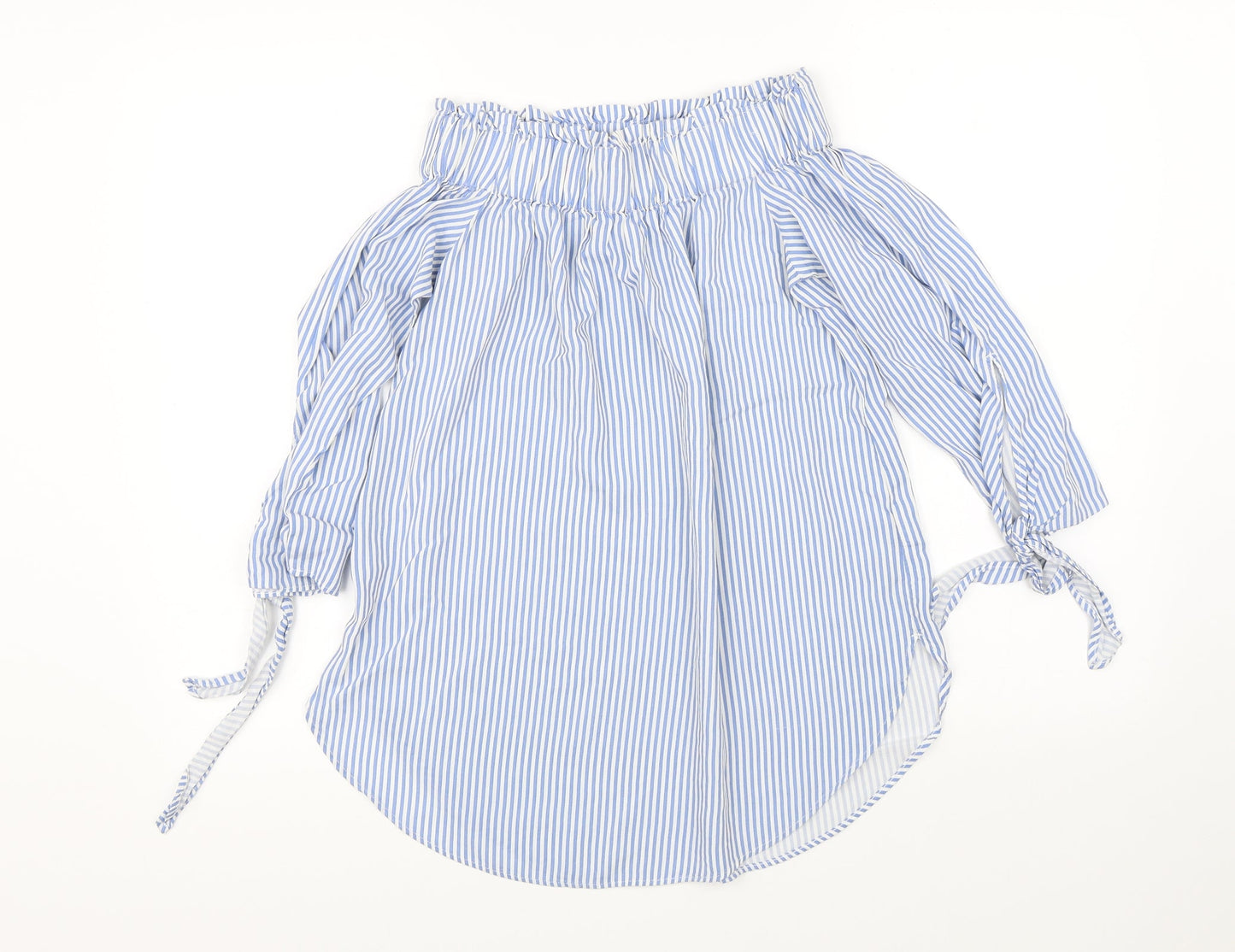 H&M Womens Blue Striped  Basic Blouse Size 4