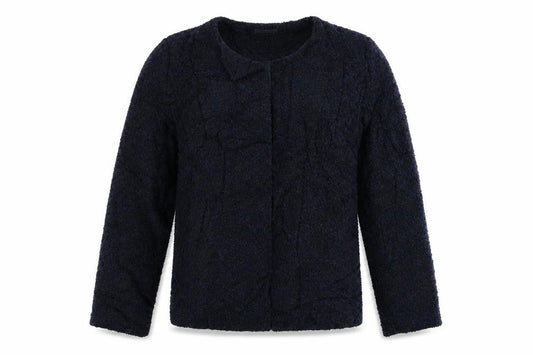 Front view of Papaya women’s blue jacket, size UK 12