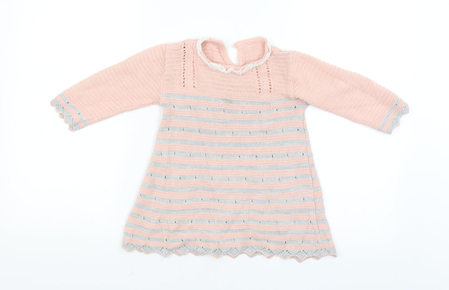 Fruit de ma passion Girls Pink Striped  Pullover Jumper Size 12-18 Months