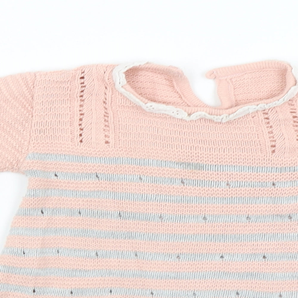 Fruit de ma passion Girls Pink Striped  Pullover Jumper Size 12-18 Months