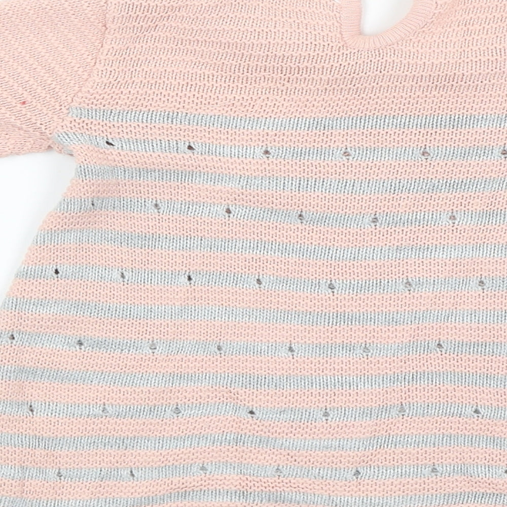 Fruit de ma passion Girls Pink Striped  Pullover Jumper Size 12-18 Months